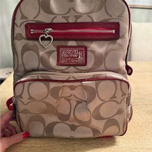 Coach Tan and Red Women's Backpack